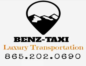 Logo of BENZ-TAXI & Luxury Transportation with phone number.
